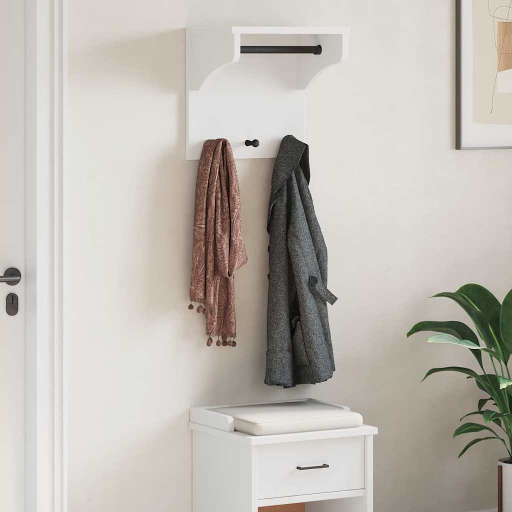 Vidaxl wandkapstok sandnes wit 43x30x42 cm massief grenenhout