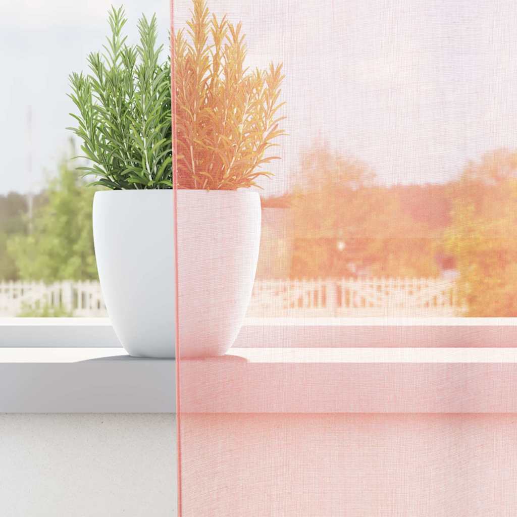 Vidaxl tende in voile con tasche per aste 2 pz rosa
