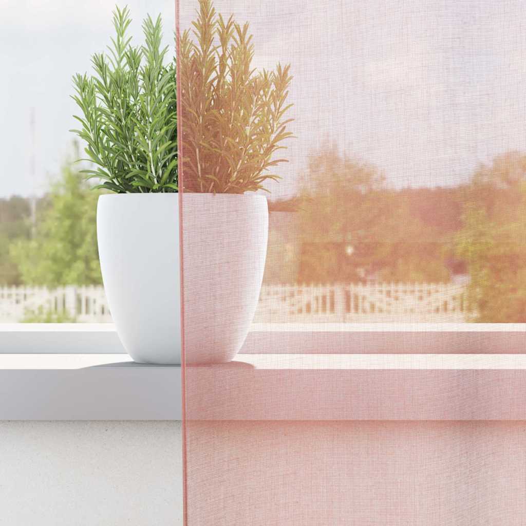 Vidaxl tende in voile con tasche per aste 2 pz rosa