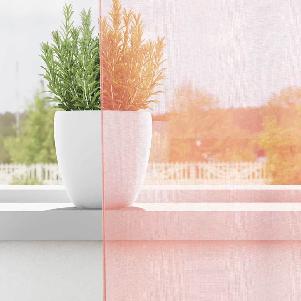 Vidaxl tende in voile con tasche per aste 2 pz rosa