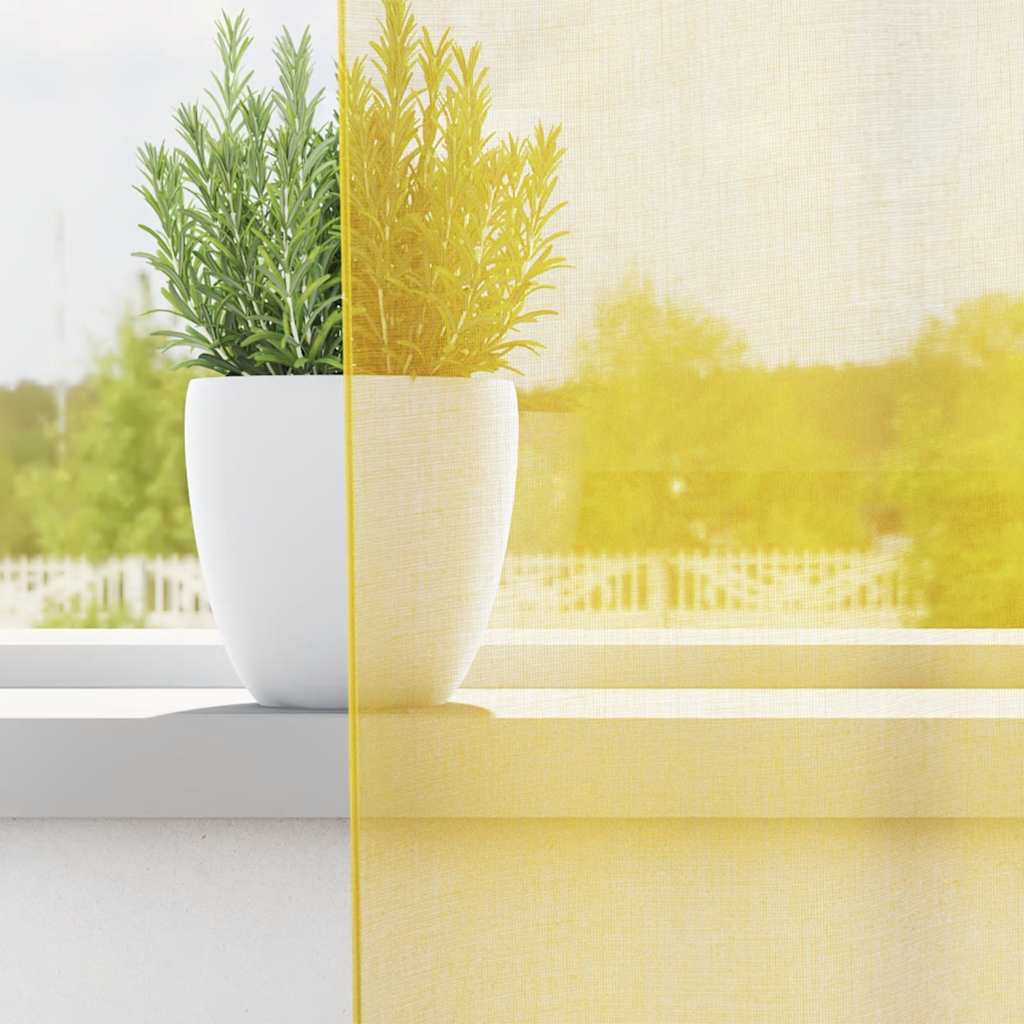 Vidaxl tende in voile con tasche per aste 2 pz gialle