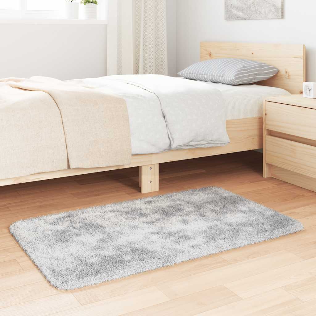 Vidaxl hoogpolig vloerkleed navarra 60x100 cm polyester zilvergrijs