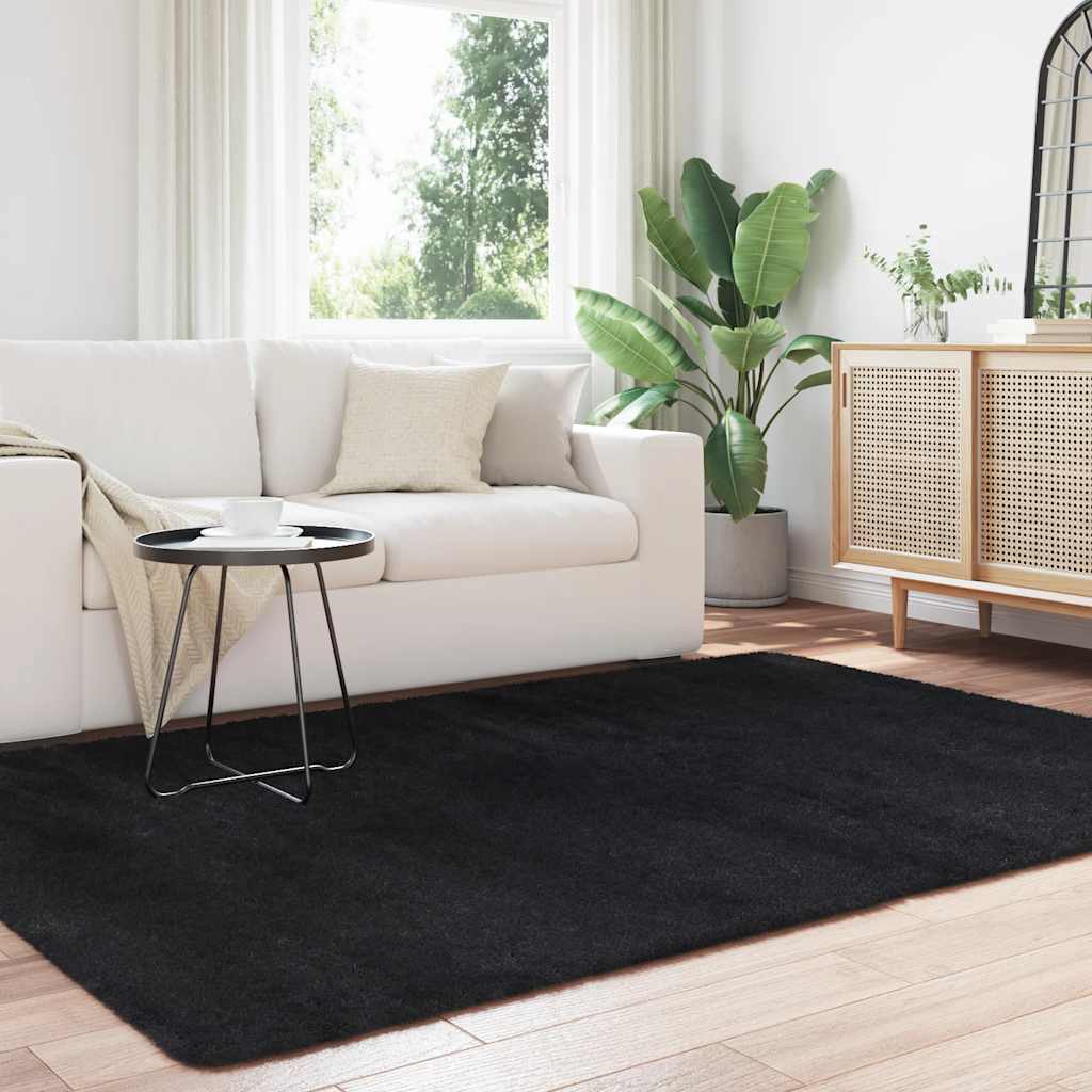 Vidaxl hoogpolig vloerkleed navarra 160x230 cm polyester zwart