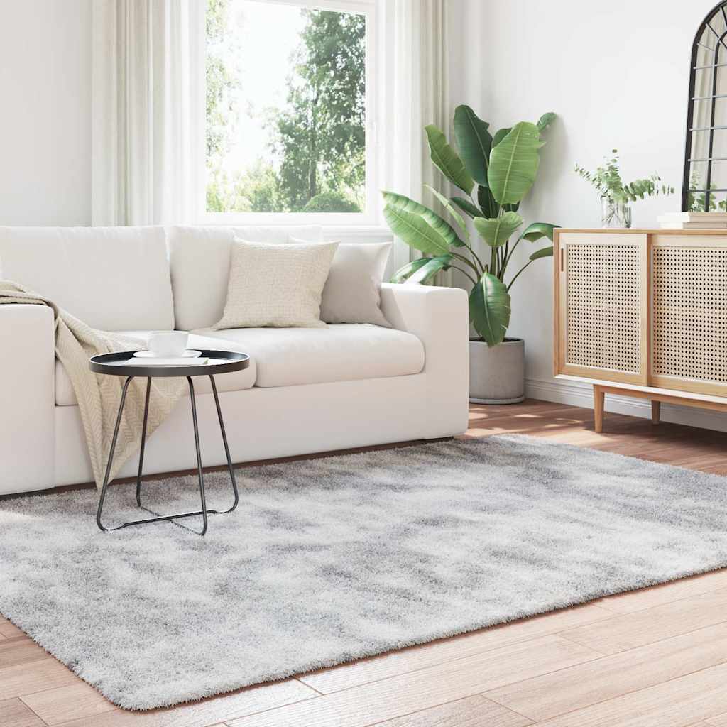 Vidaxl hoogpolig vloerkleed navarra 160x230 cm polyester zilvergrijs