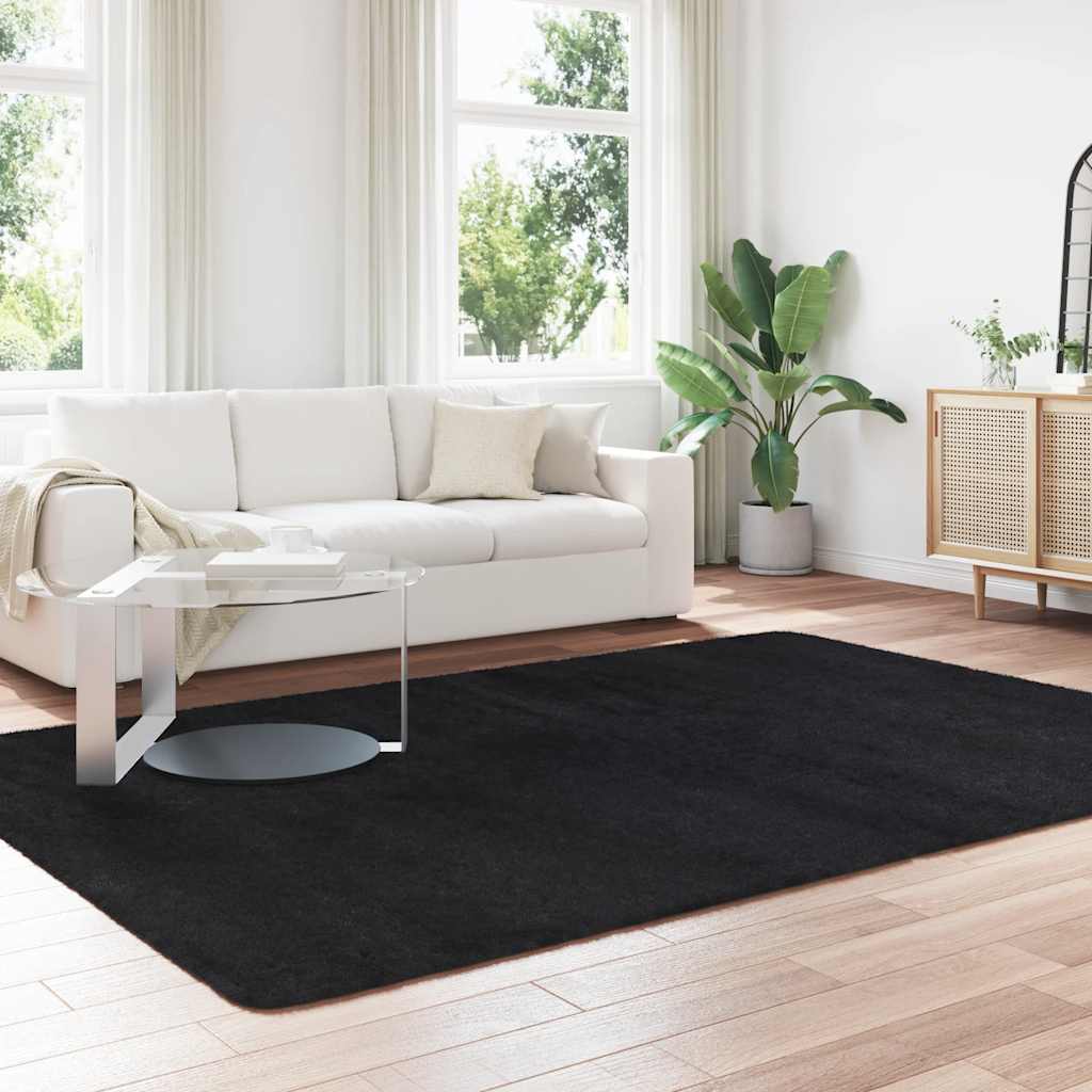 Vidaxl hoogpolig vloerkleed navarra 200x290 cm polyester zwart