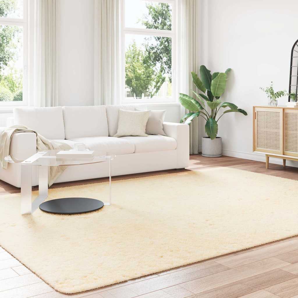 Vidaxl hoogpolig vloerkleed navarra 240x340 cm polyester crèmekleurig