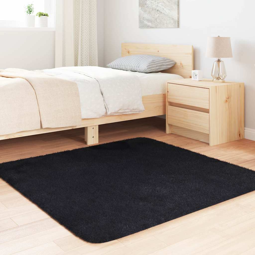 Vidaxx alfombra de pelo largo navarra 120x120 cm poliéster negro