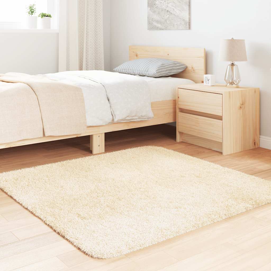 Vidaxl hoogpolig vloerkleed navarra 120x120 cm polyester crèmekleurig