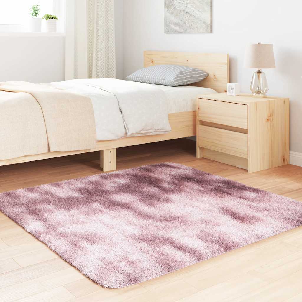 Vidaxl hoogpolig vloerkleed navarra 120x120 cm polyester stoffig roze
