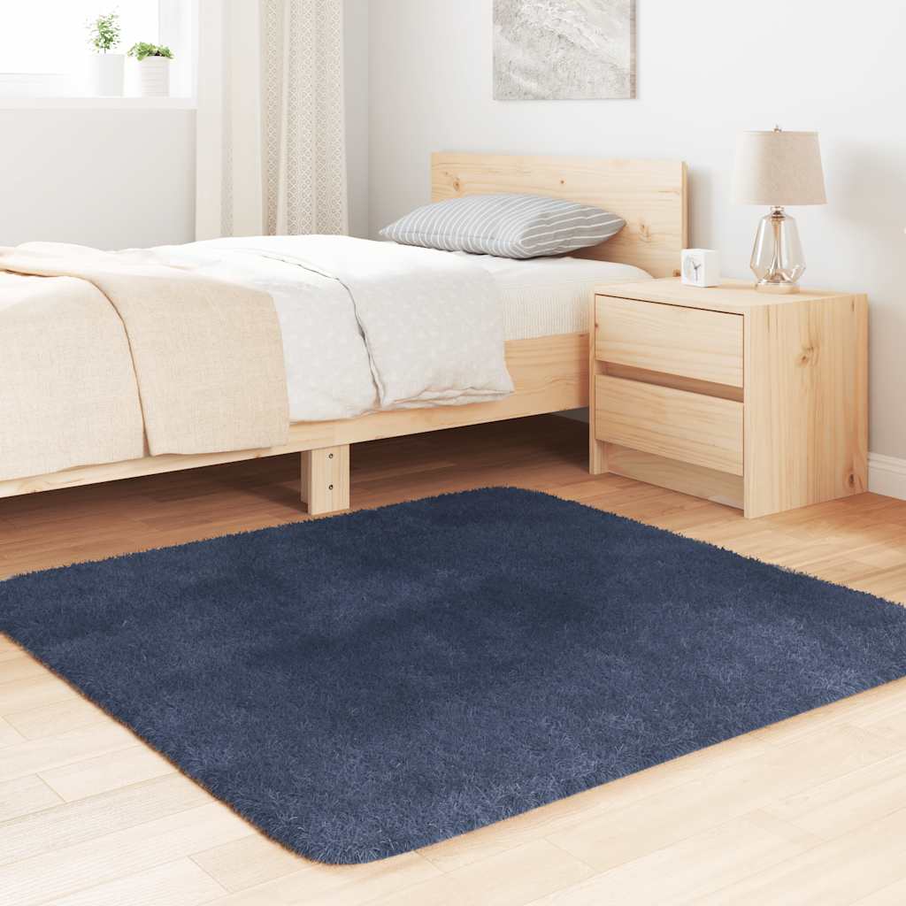 Vidaxl hoogpolig vloerkleed navarra 120x120 cm polyester marineblauw