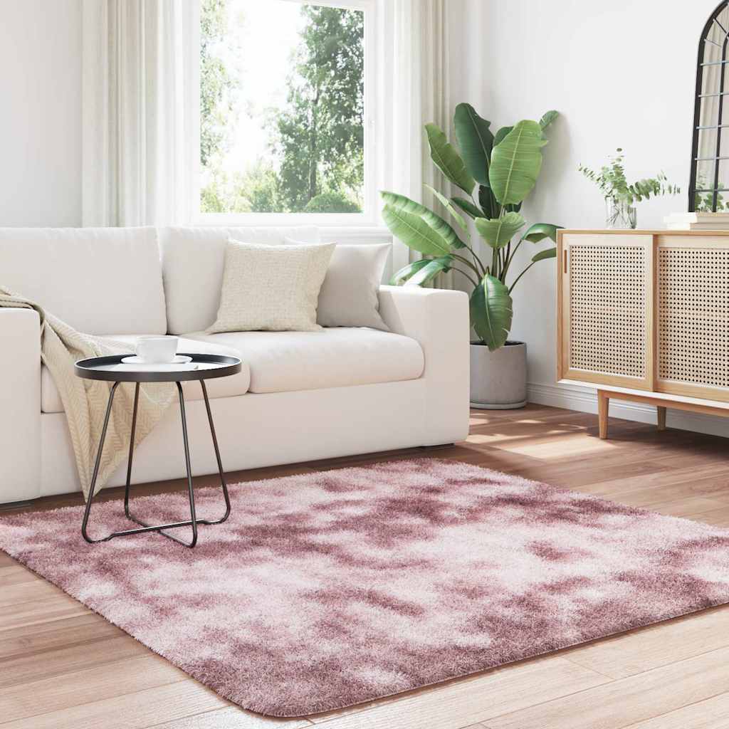 Vidaxl hoogpolig vloerkleed navarra 160x160 cm polyester stoffig roze