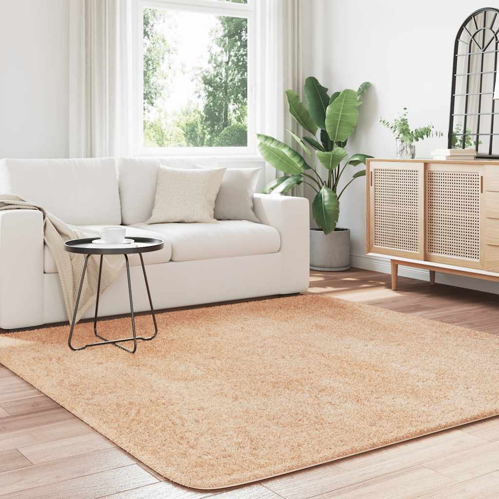 Vidaxl hoogpolig vloerkleed navarra 200x200 cm polyester beige