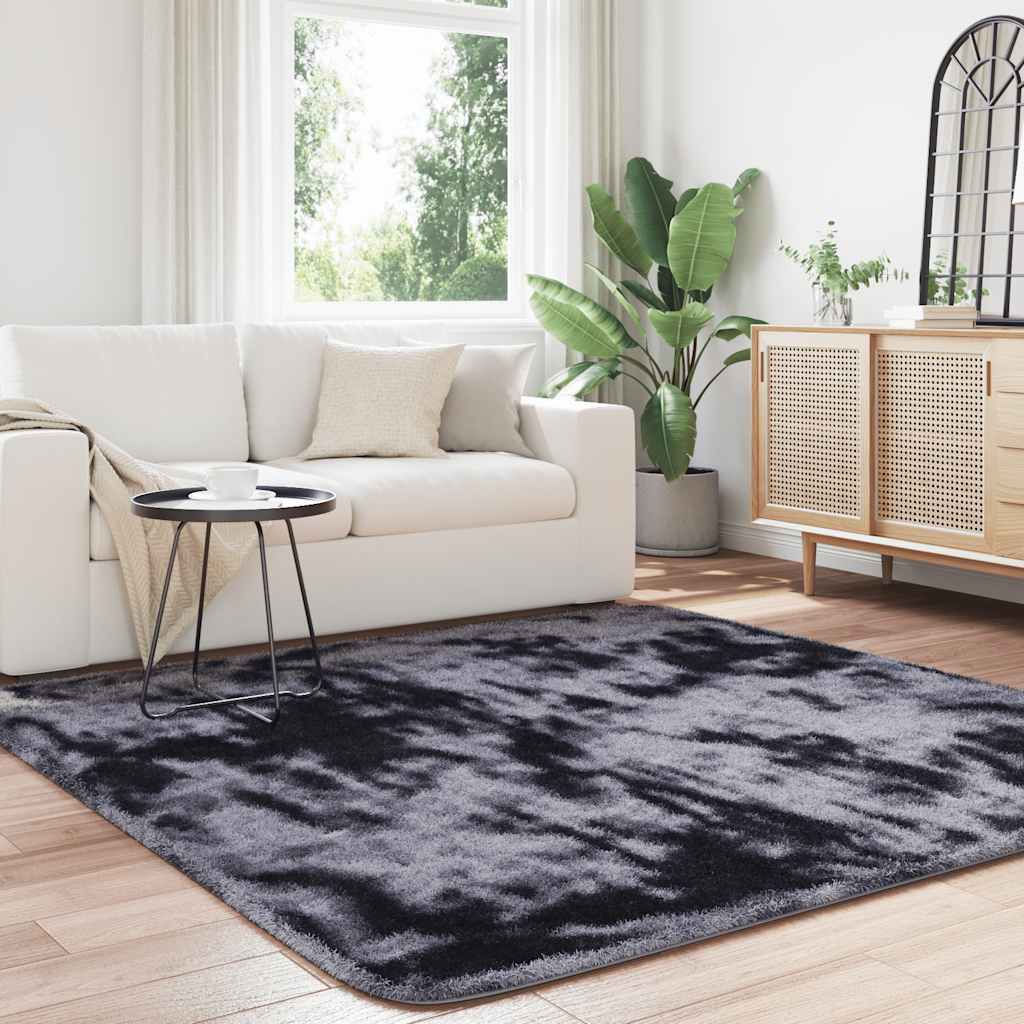 Vidaxl hoogpolig vloerkleed navarra 200x200 cm polyester donkergrijs