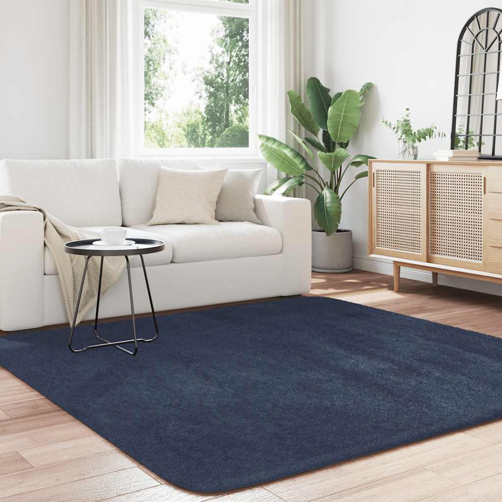 Vidaxl hoogpolig vloerkleed navarra 200x200 cm polyester marineblauw