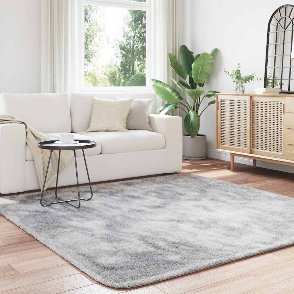Vidaxl hoogpolig vloerkleed navarra 200x200 cm polyester zilvergrijs