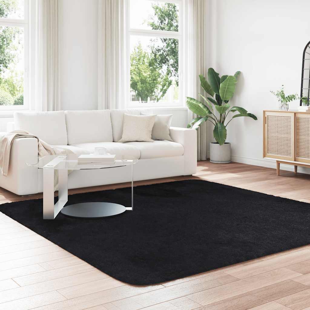 Vidaxl hoogpolig vloerkleed navarra 240x240 cm polyester zwart