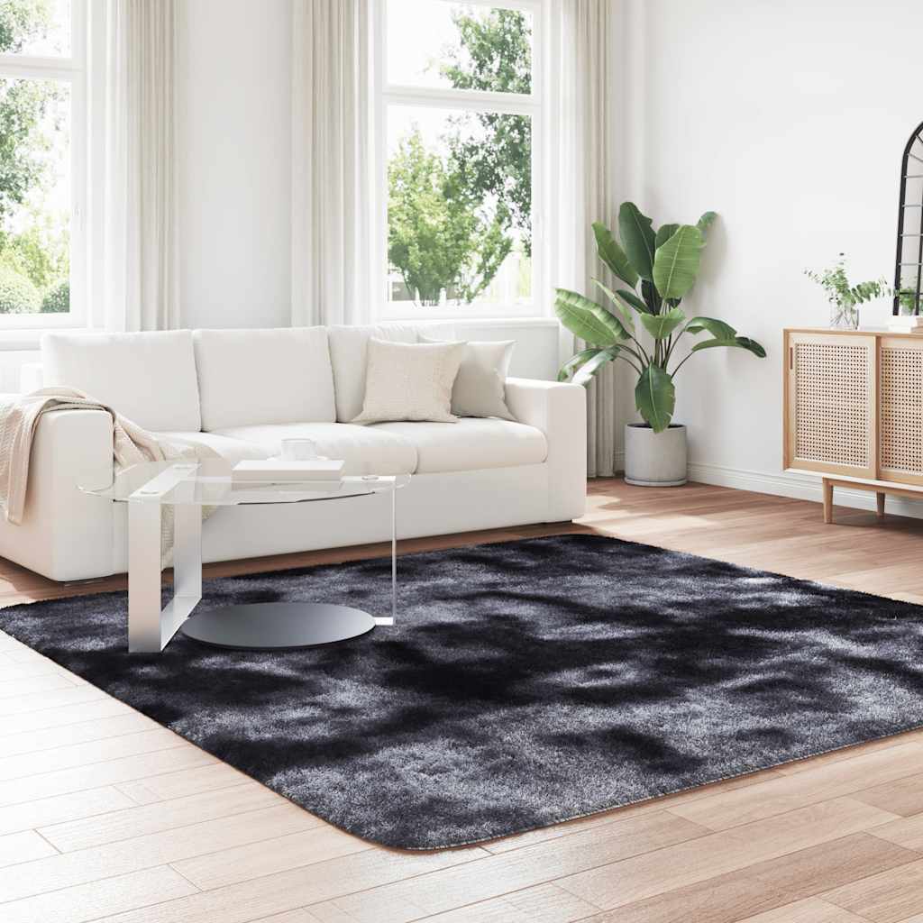 Vidaxl hoogpolig vloerkleed navarra 240x240 cm polyester donkergrijs