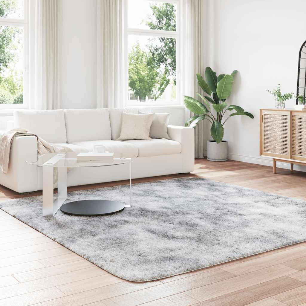 Vidaxl hoogpolig vloerkleed navarra 240x240 cm polyester zilvergrijs
