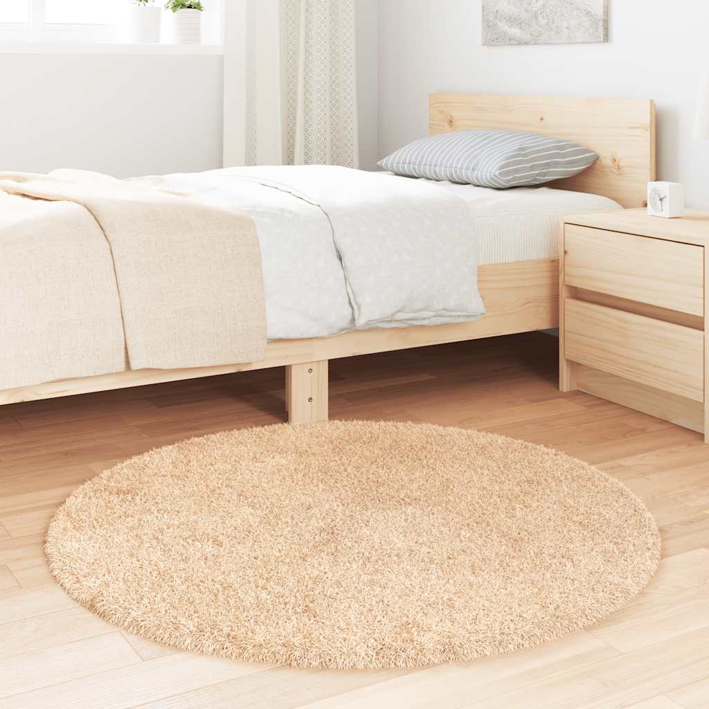 Vidaxl hoogpolig vloerkleed navarra 100x100 cm polyester beige