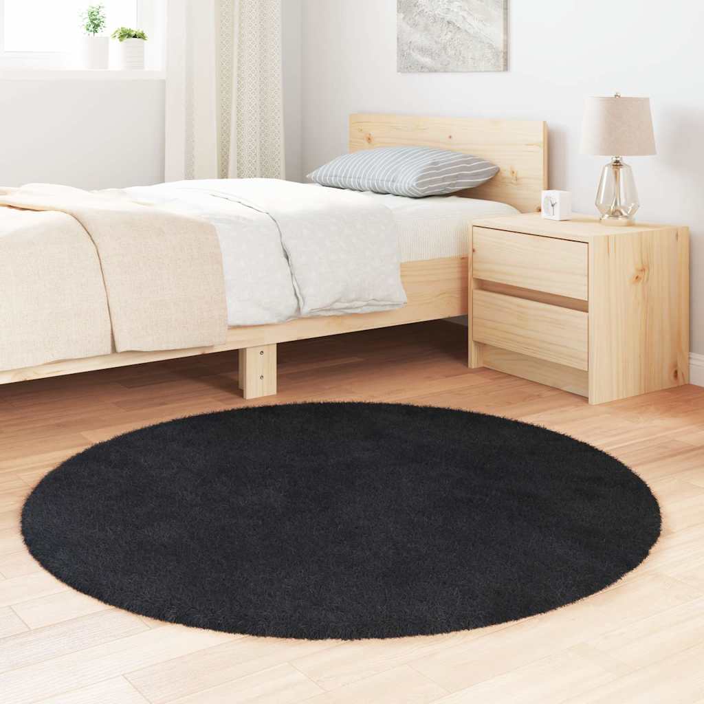 Vidaxl hoogpolig vloerkleed navarra 120x120 cm polyester zwart