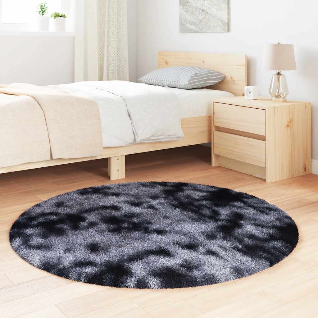 Vidaxl hoogpolig vloerkleed navarra 120x120 cm polyester donkergrijs