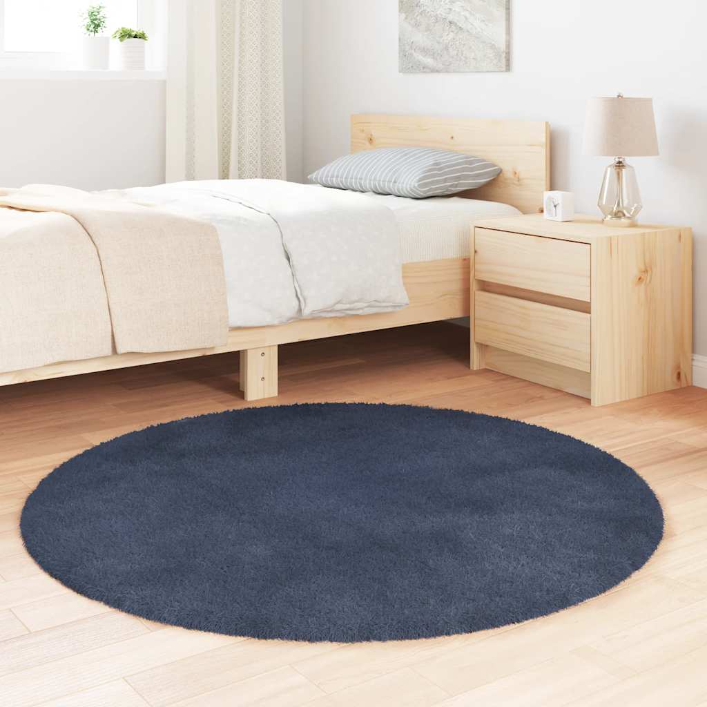 Vidaxl hoogpolig vloerkleed navarra 120x120 cm polyester marineblauw