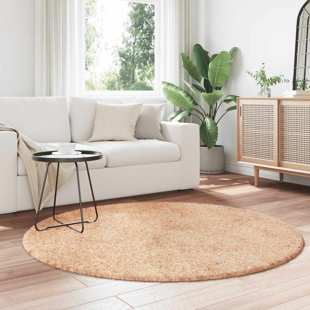Vidaxl hoogpolig vloerkleed navarra 160x160 cm polyester beige
