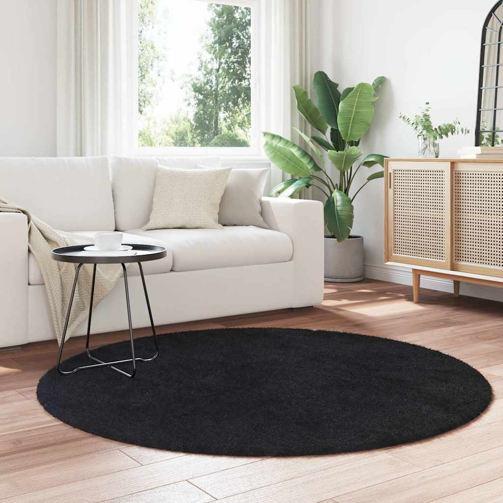 Vidaxl hoogpolig vloerkleed navarra 160x160 cm polyester zwart