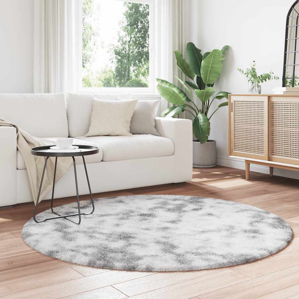 Vidaxl hoogpolig vloerkleed navarra 160x160 cm polyester zilvergrijs