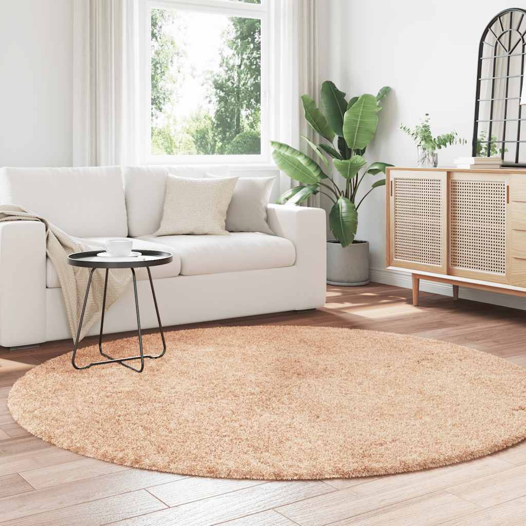 Vidaxl hoogpolig vloerkleed navarra 200x200 cm polyester beige
