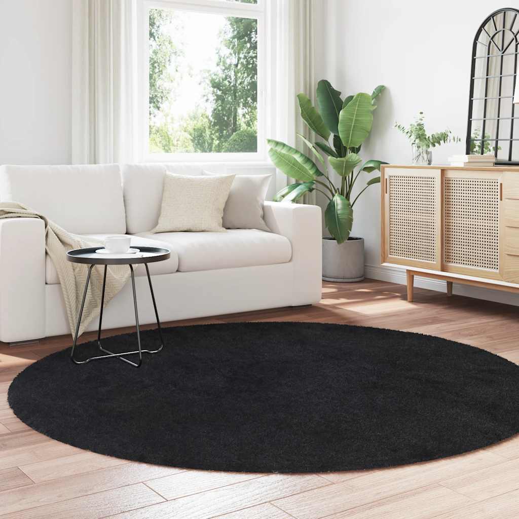 Vidaxl hoogpolig vloerkleed navarra 200x200 cm polyester zwart