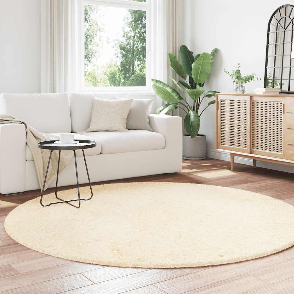 Vidaxl hoogpolig vloerkleed navarra 200x200 cm polyester crèmekleurig