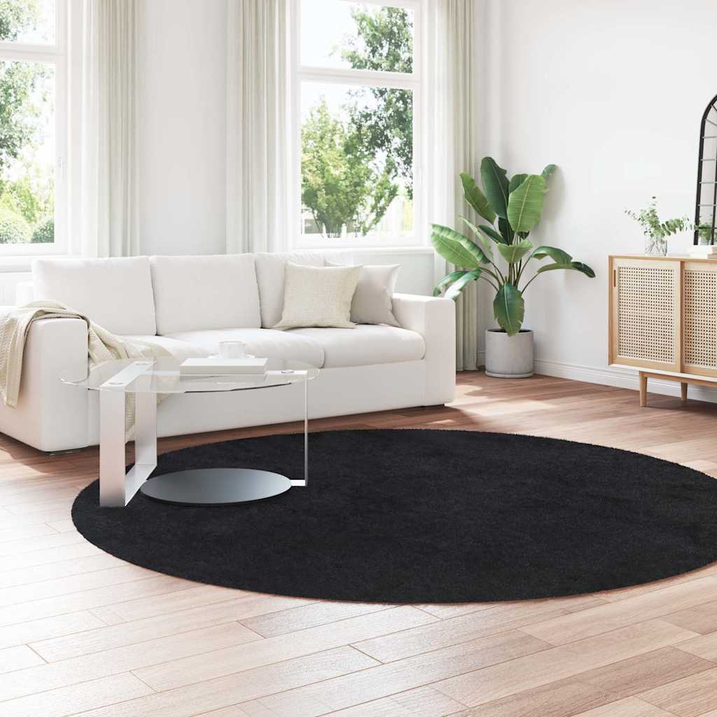 Vidaxl hoogpolig vloerkleed navarra 240x240 cm polyester zwart