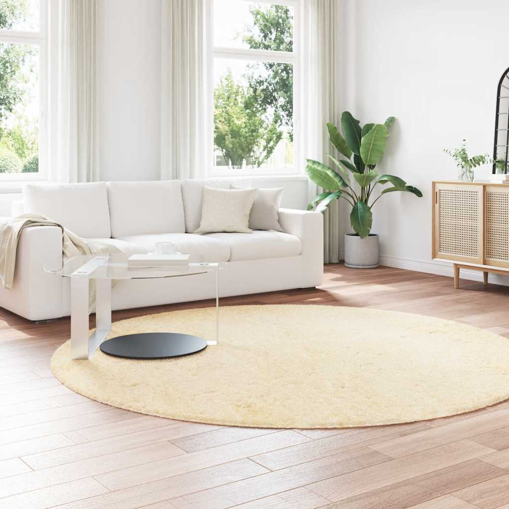 Vidaxl hoogpolig vloerkleed navarra 240x240 cm polyester crèmekleurig