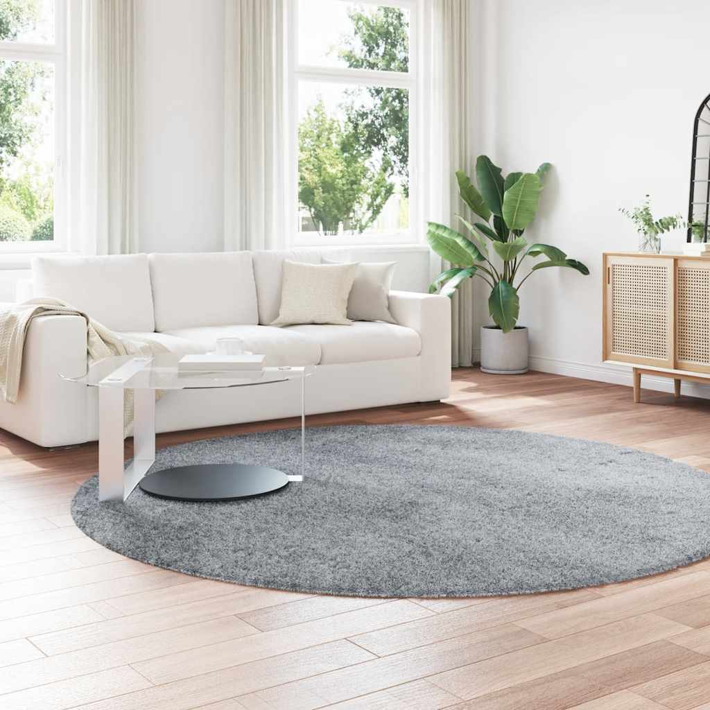 Vidaxl hoogpolig vloerkleed navarra 240x240 cm polyester lichtgrijs