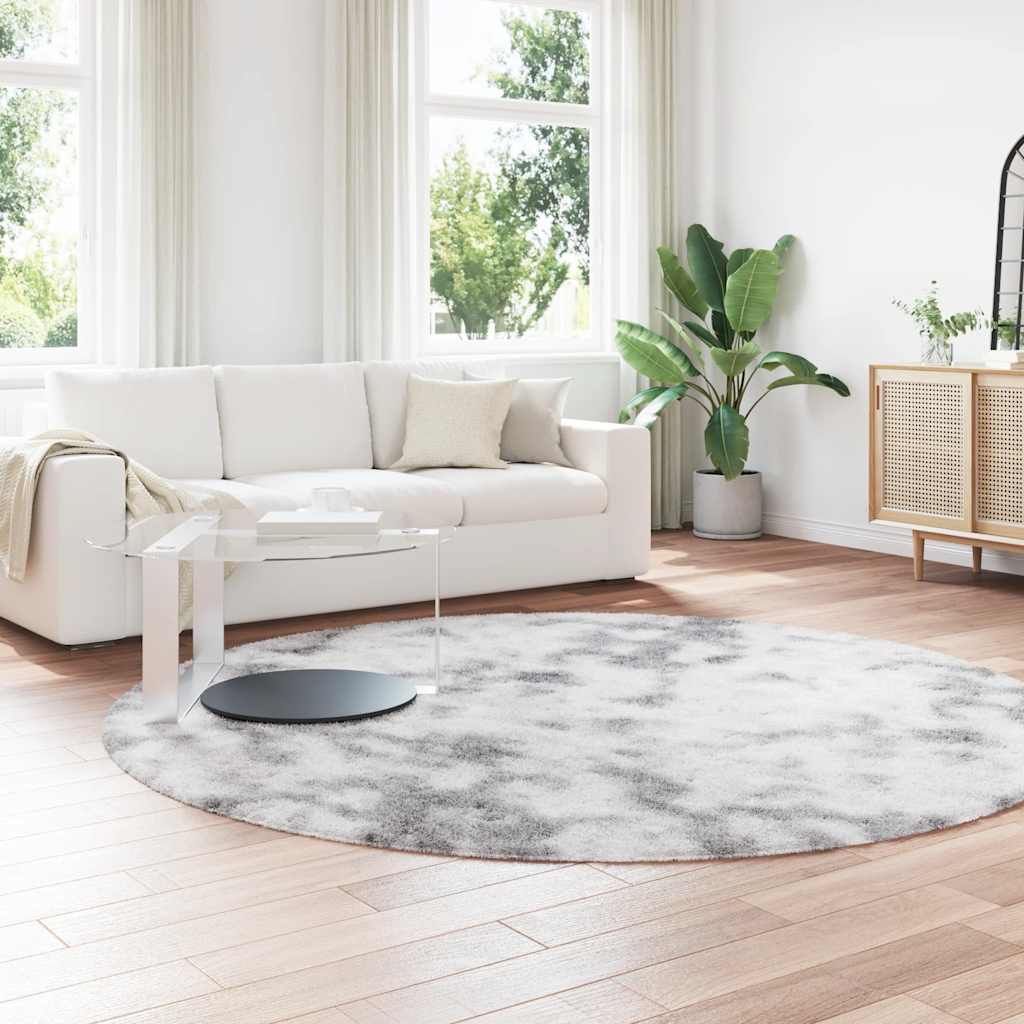 Vidaxl hoogpolig vloerkleed navarra 240x240 cm polyester zilvergrijs
