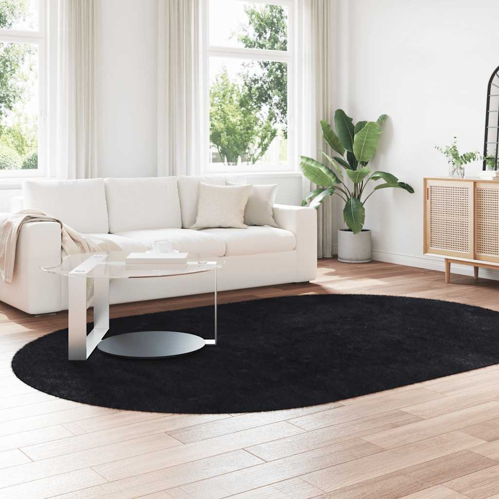 Vidaxl hoogpolig vloerkleed navarra 300x200 cm polyester zwart