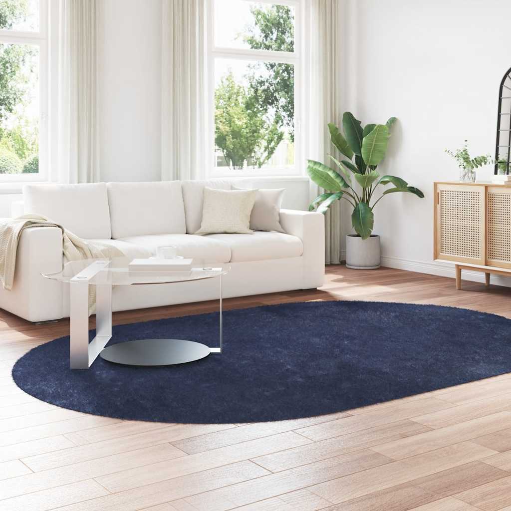 Vidaxl hoogpolig vloerkleed navarra 300x200 cm polyester marineblauw