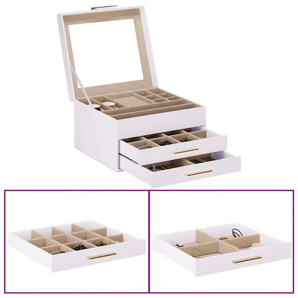 Vidaxl sieradendoosje 3-laags 23x20,5x14 cm wit