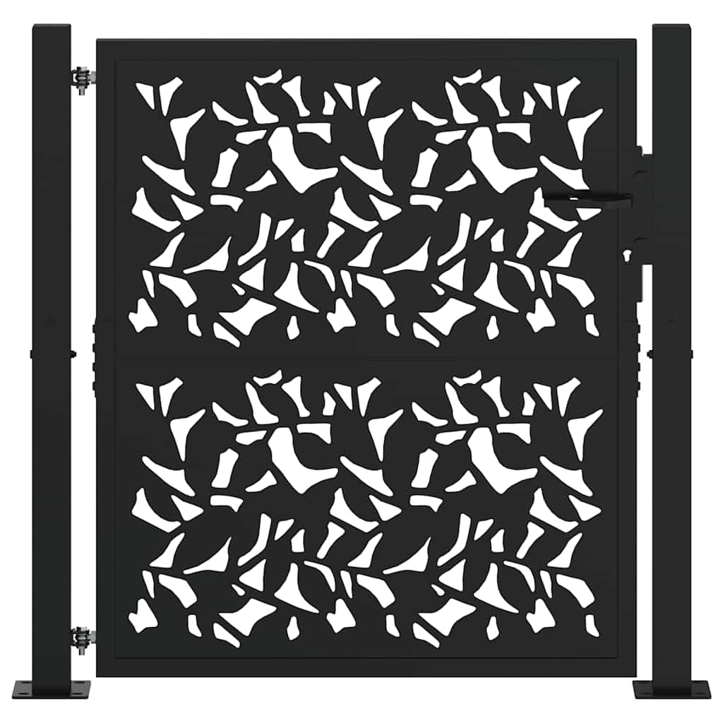 Vidaxl poort met bladontwerp 100x100 cm staal zwart