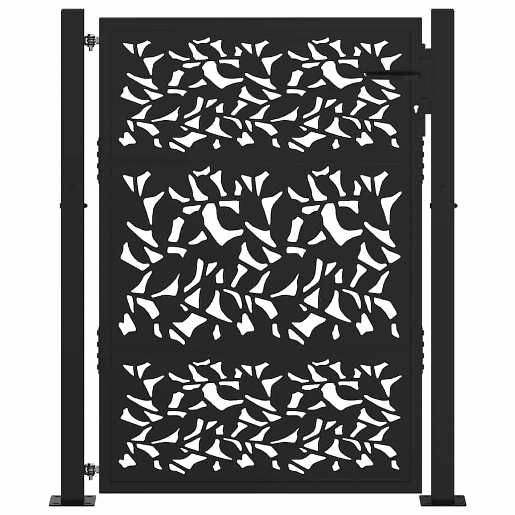 Vidaxl poort met bladontwerp 100x125 cm staal zwart