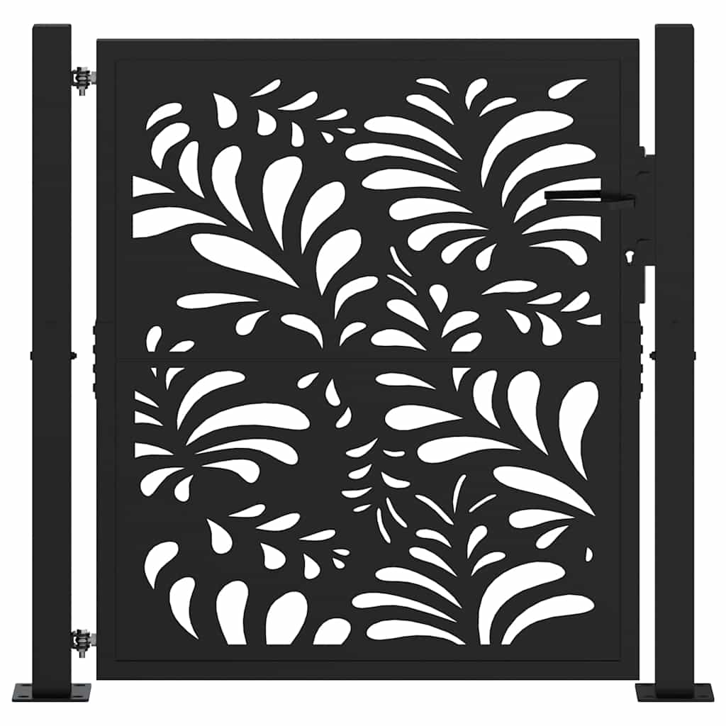 Cancello Vidaxxl con design ad onda 100x100 cm acciaio nero