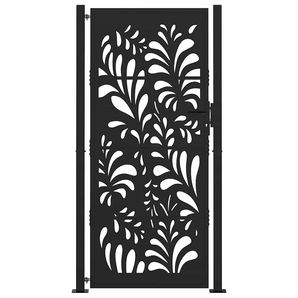 Cancello Vidaxxl con design ad onda 100x200 cm acciaio nero