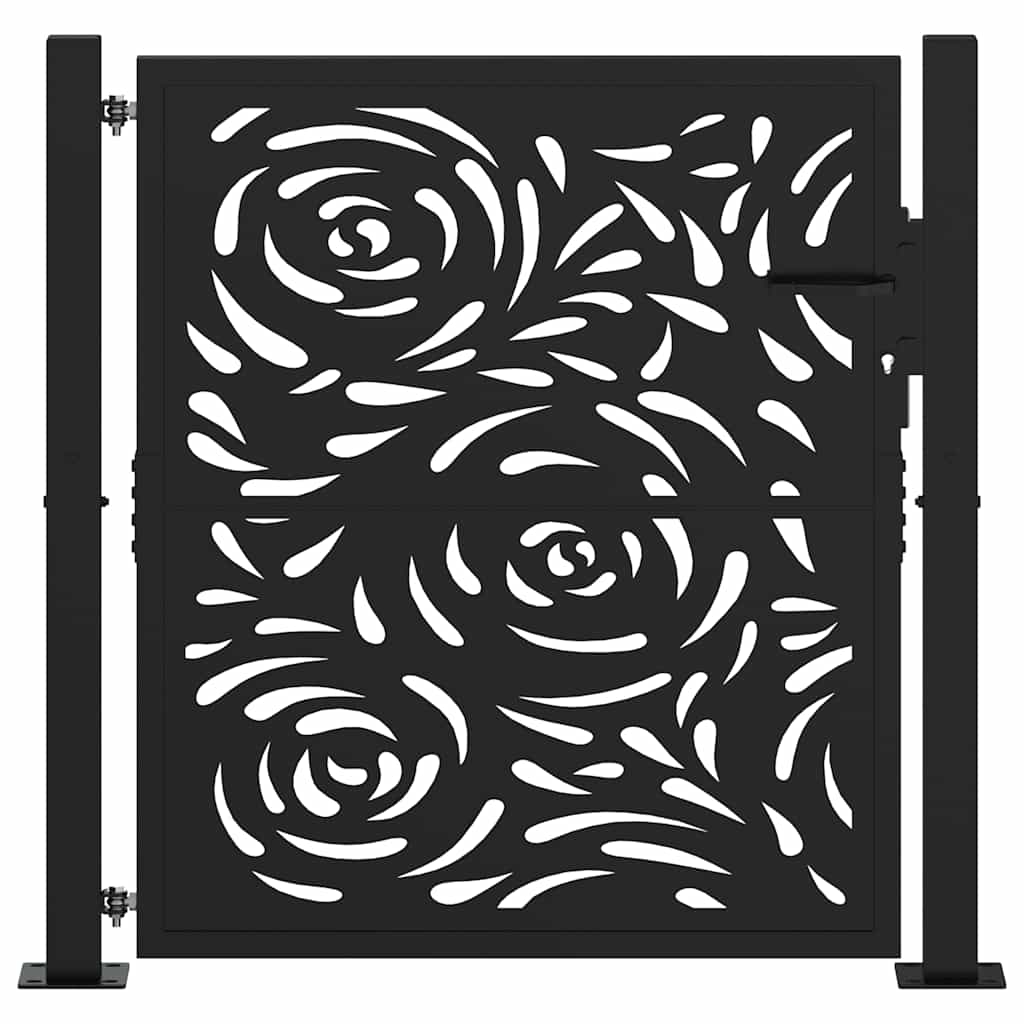 Vidaxl poort met vlamontwerp 100x100 cm staal zwart