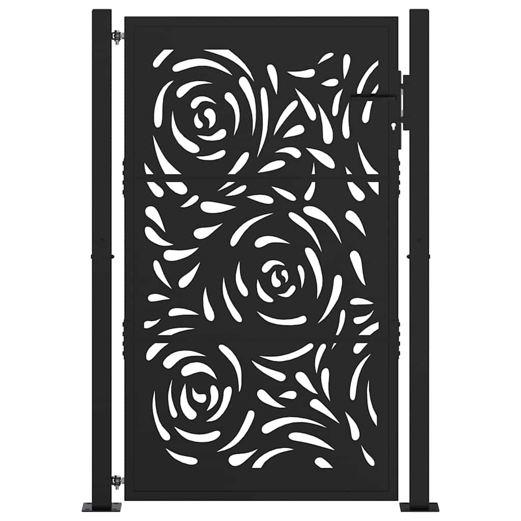 Vidaxl poort met vlamontwerp 100x150 cm staal zwart