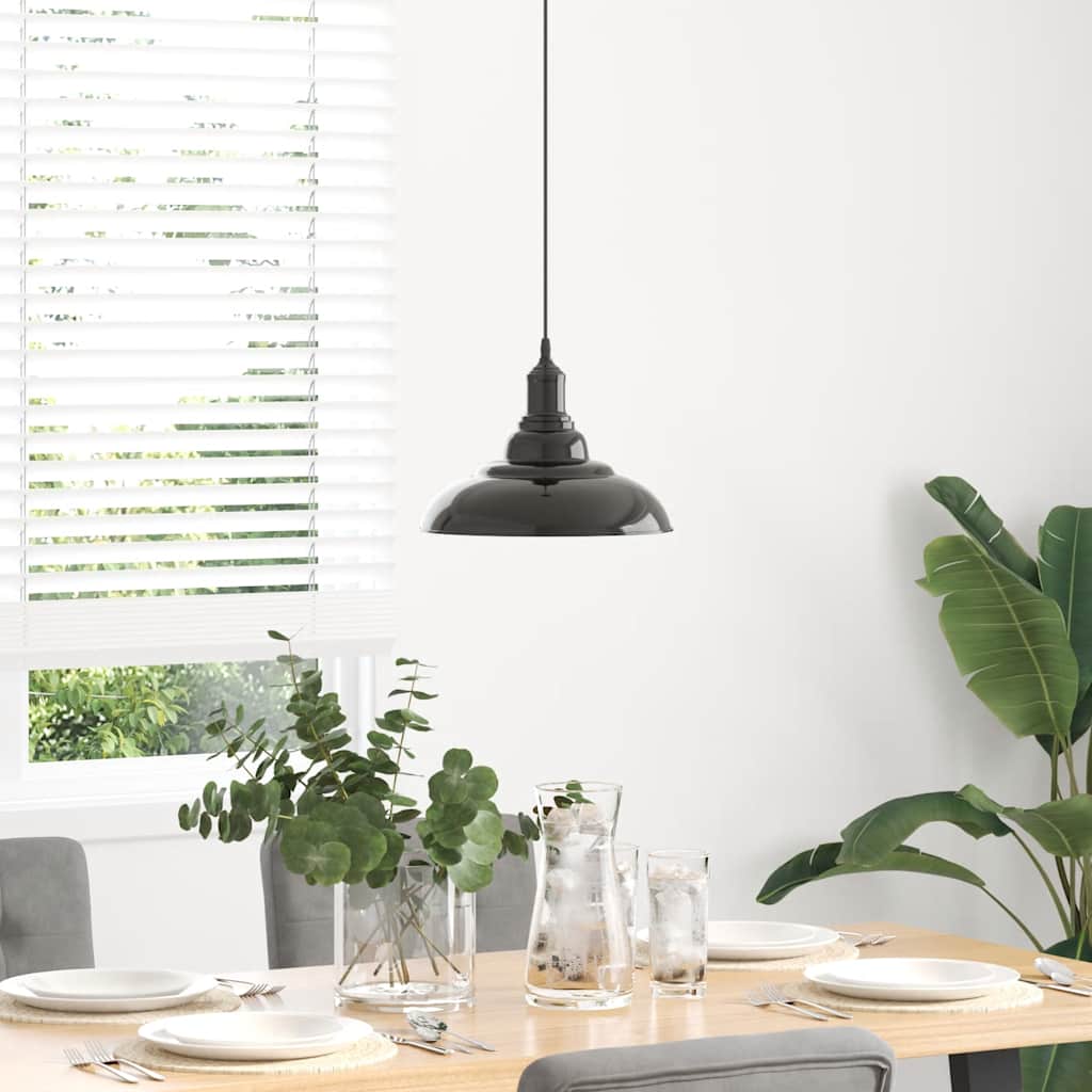 Vidaxl hanglamp in hoogte verstelbaar e27 ø31 cm metaal glanzend zwart
