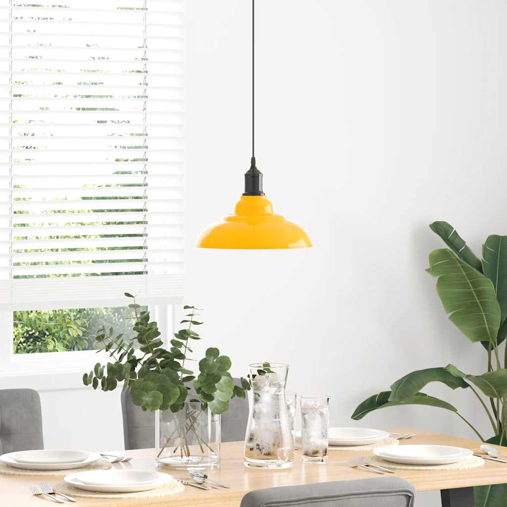 Vidaxl hanglamp in hoogte verstelbaar e27 ø31 cm metaal glanzend geel
