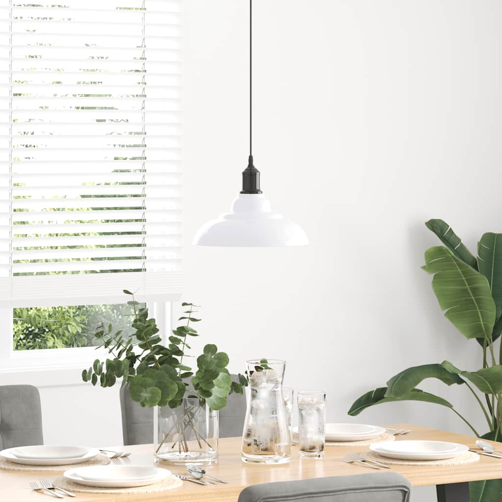 Vidaxl hanglamp in hoogte verstelbaar e27 ø31 cm metaal glanzend wit