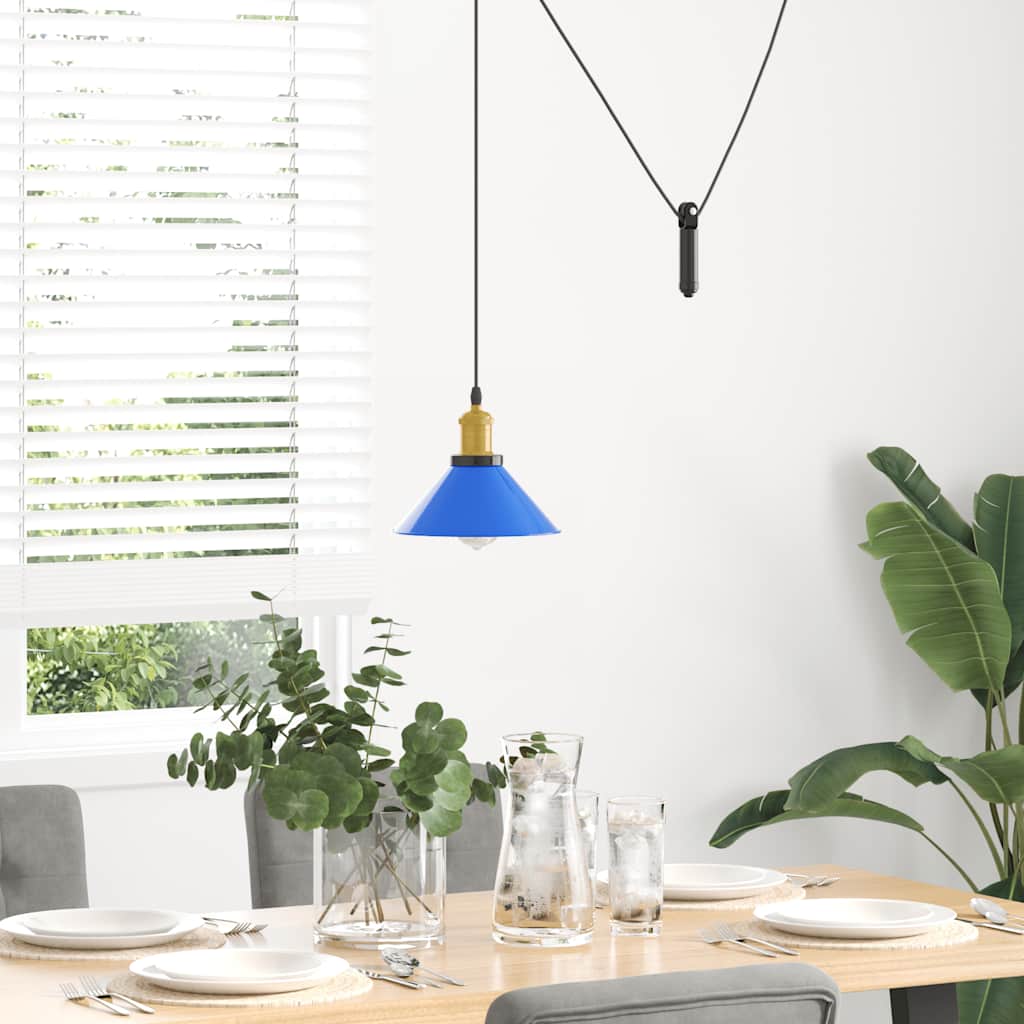 Vidaxl hanglamp in hoogte verstelbaar e27 ø22 cm metaal donkerblauw