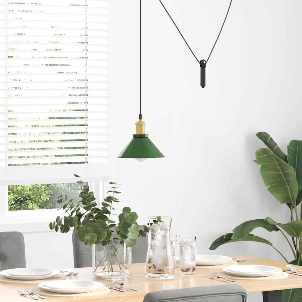 Vidaxl hanglamp in hoogte verstelbaar e27 ø22 cm metaal glanzend groen